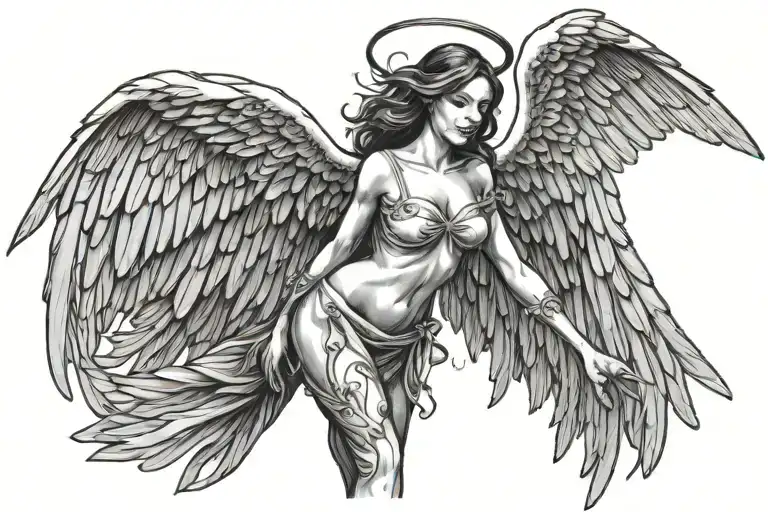 Angel Woman Spreading Wings Spread Wide