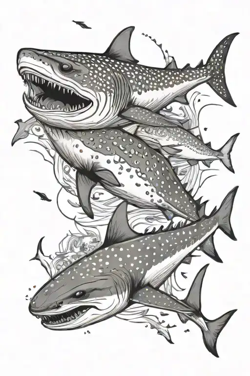 Whale Shark With Stingrays And Hammerhead Shark Surrounded