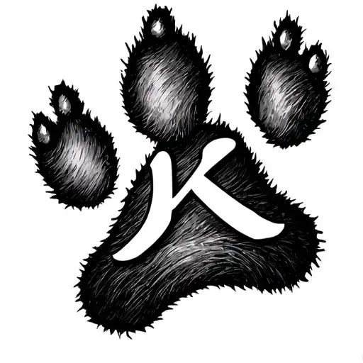 Dog Paw Print With A K In The Middle