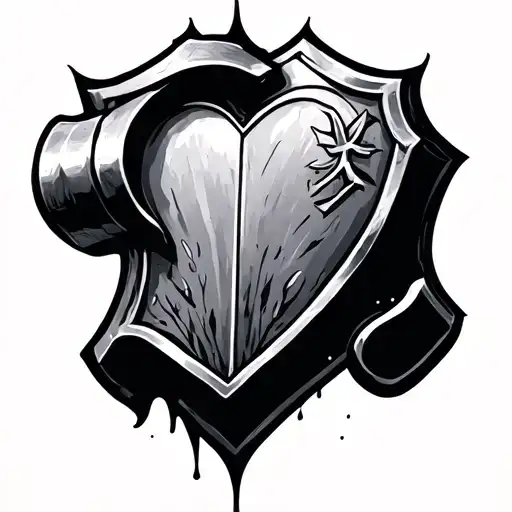 Sheild Love Loyalty Hammer Olive