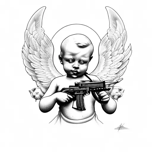 Cherub With Ak47 And Cigar