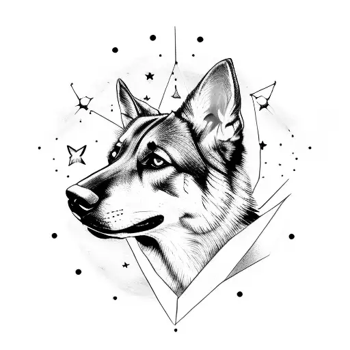 German Shepherd With Stars And Moons