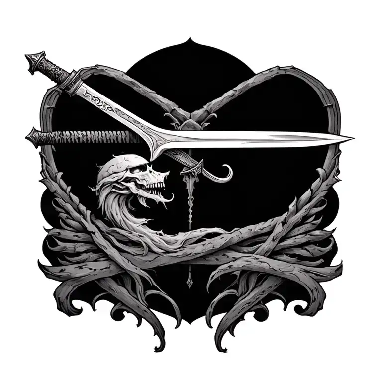 Quote Down Spine Surrounded By A Straight Sword