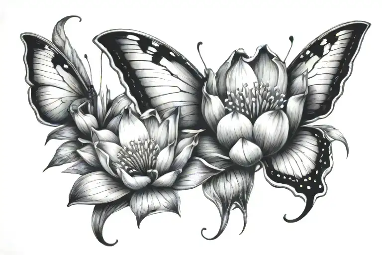 Morning Glory Flower Water Lily Butterflies