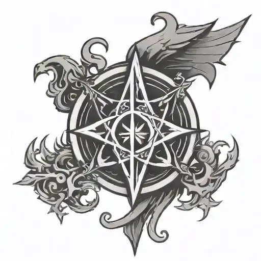 Flamel Symbol With Kingdom Hearts Symbol Tattoo Design