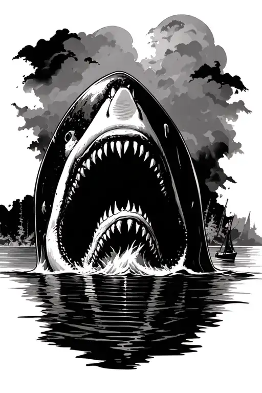 Jaws Tattoo It's Only An Island If You're Looking At It From The Water