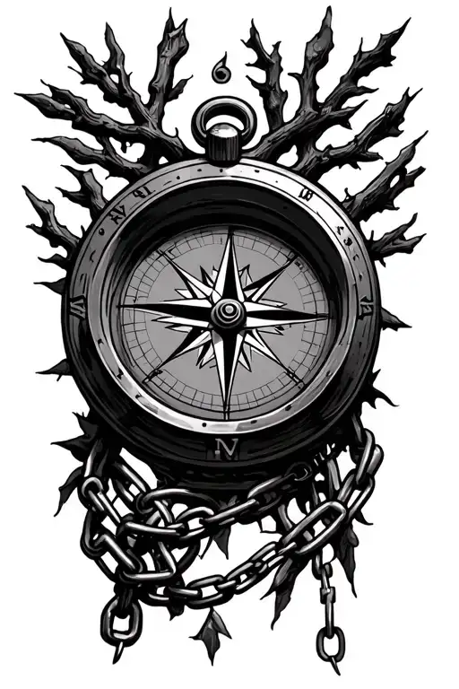 Compass Tree Branches And Chains