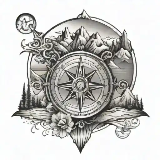 Compass With Mountain