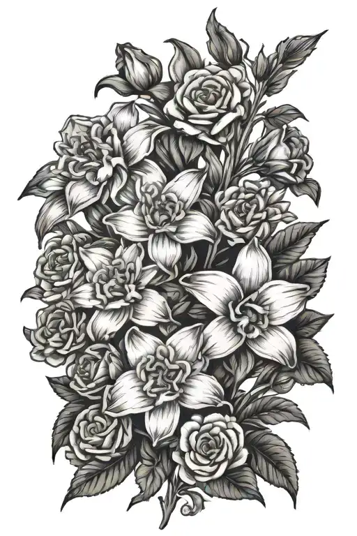 Garden Daffodil Daisy Violets Rose Marigold Aster