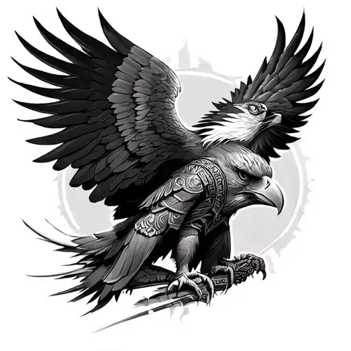 Aztec Warrior Eagle Tattoo Realism Style