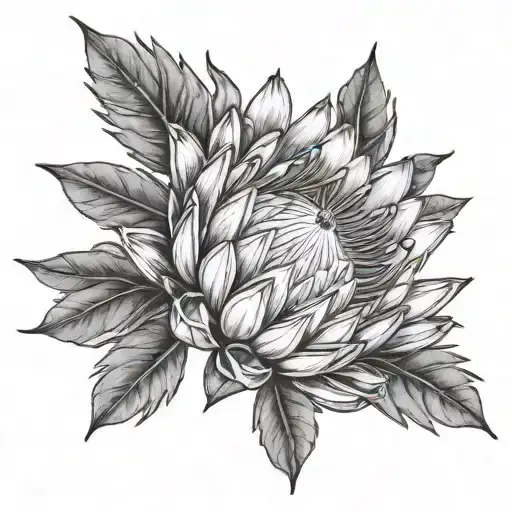 Protea Plant Tattoo Design