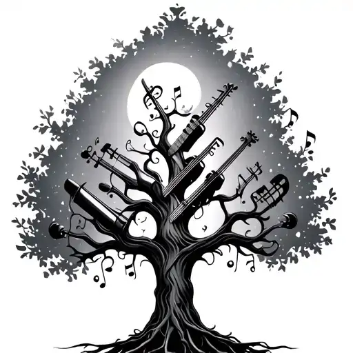 Tree With Musical Instruments Forming The Shape