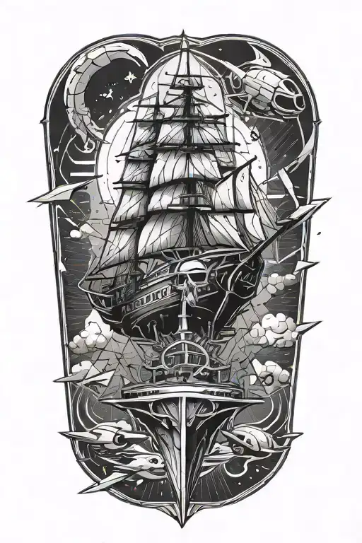 Geometric Sci Fi Pirate Spaceship