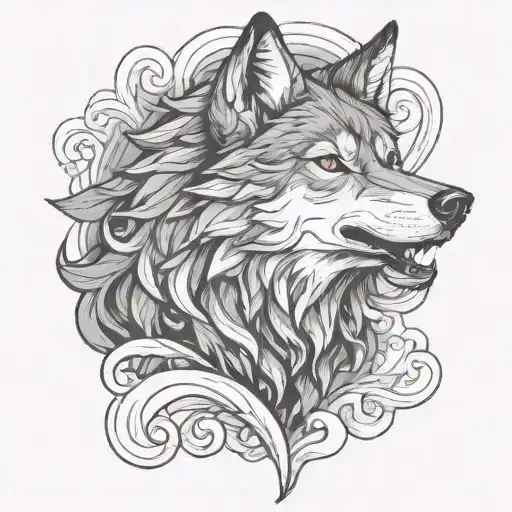 Wolf And Smoke Swirling