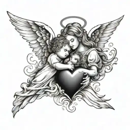 Angel And Baby With Heart