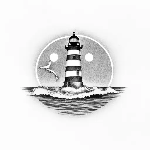 Lighthouse Surrounded By Water