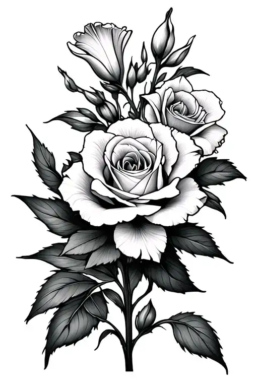 Gladiolus Carnation And Rose Blooming