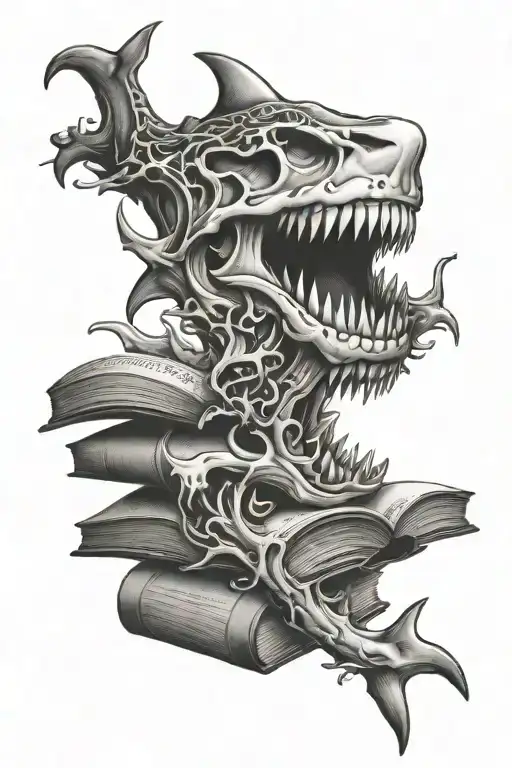 Shark Jaw Bone Open Book With Intricate