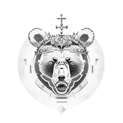 Powerfull Bear With White Eyes And Detail Crown On Head