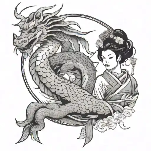Geisha And Dragon