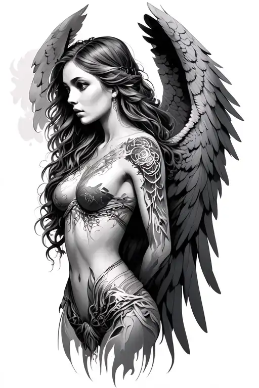 Biomechanical Female Guardian Angel Shoulder