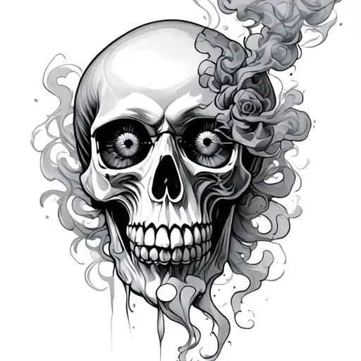 Skull With Smoke Out Of Eyes