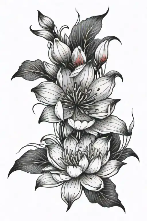 Lotus Flower Mixed With A Red Spider Lily Flower