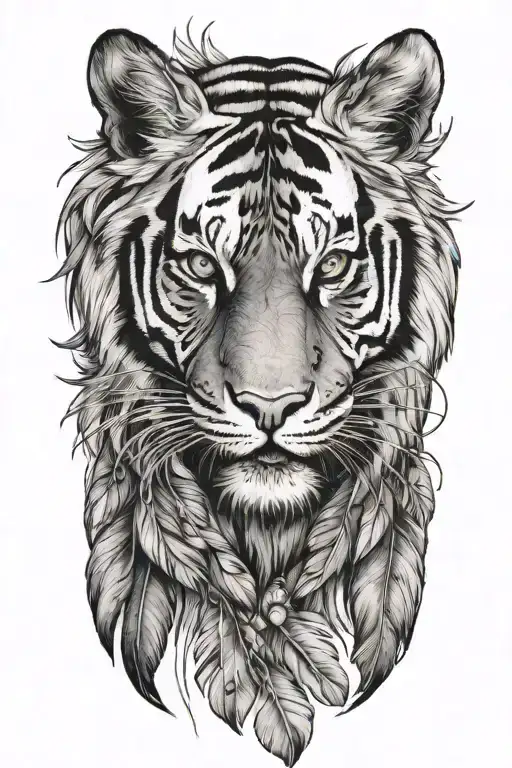 Tiger With Feathers Dangling