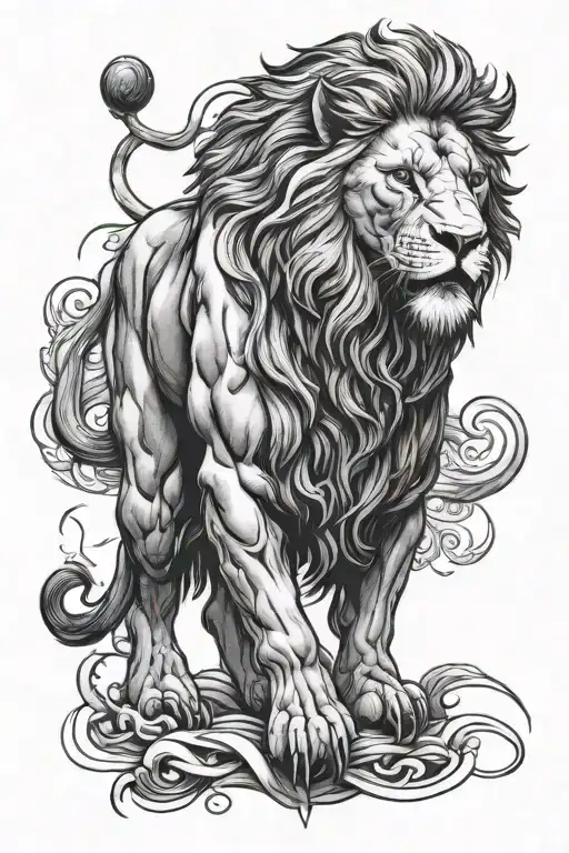 Half Angry Lion Half Angry Bull