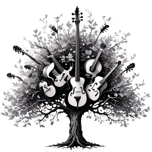 Tree With Musical Instruments Forming The Shape