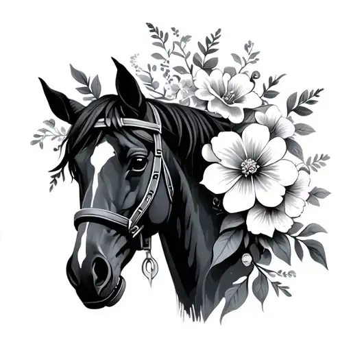 Simple Cross With Horse Shoes And Flowers