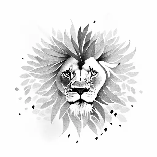 Lion With Monstera Leaves Masculine