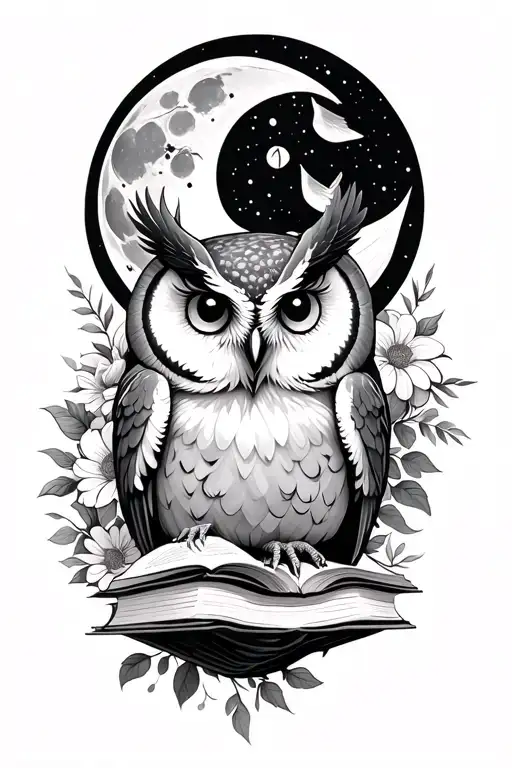 Owl Books Magical Flowers Sailing Boat Moon Swallow