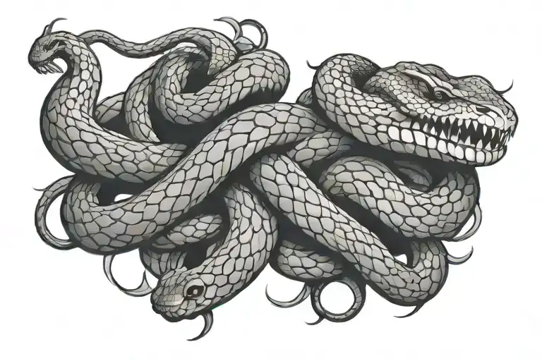 Multi Headed Snake Intertwined