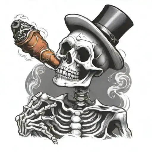 Skeleton Smoking A Cigar