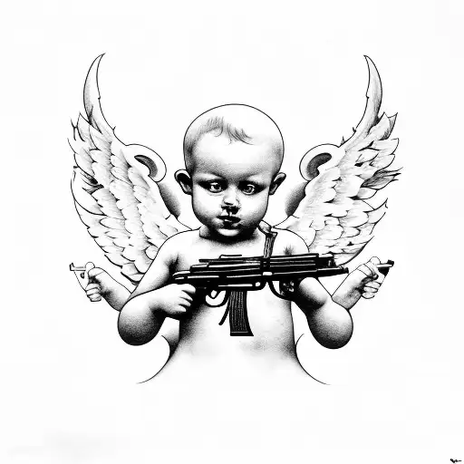 Cherub With Ak47 And Cigar