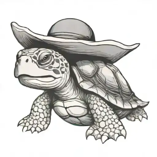 Turtle Smiling Cute With Hat