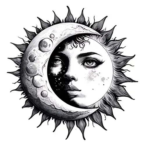 Sun And Moon Intertwined No Faces Peeking