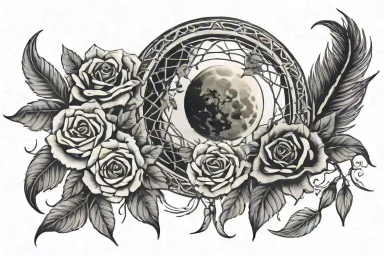 Moon Dream Catcher With Roses
