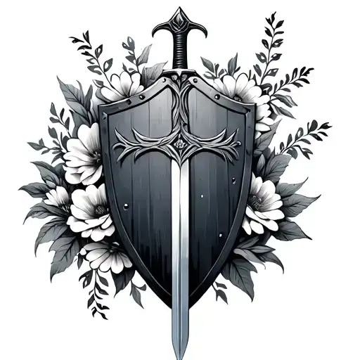 Sword And Shield With Flowers Forming