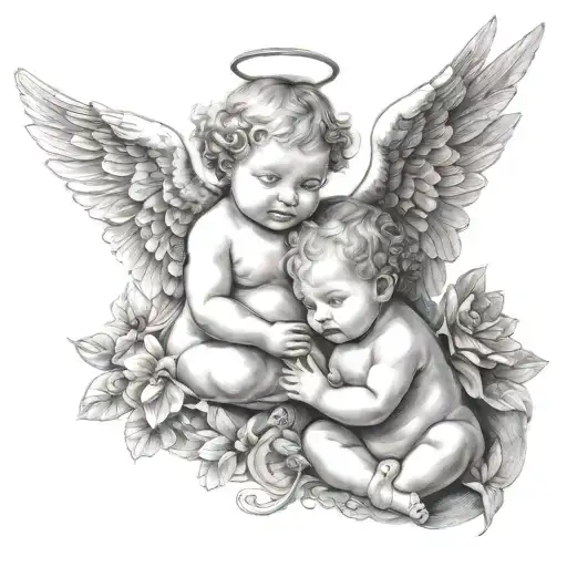 3 Baby Angels Flying