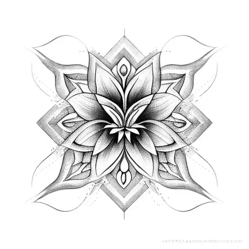 A Geometric Design Of A Lily And A Coffee Bean Merged Together