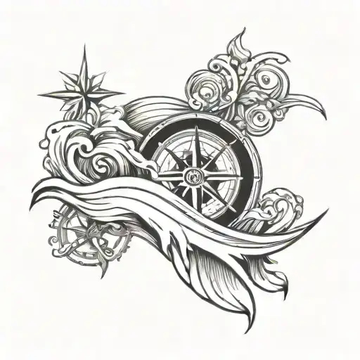 Wave And Compass Rose