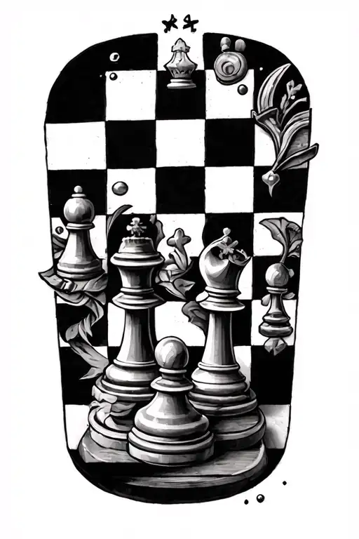 Chess Board Half Sleeve With Additional Elements And Fillers