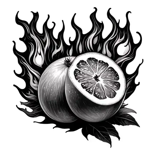 Half Fruit Of Passion With Fire