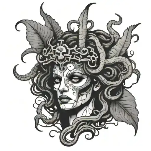 Medusa Goddess Cracked Skull