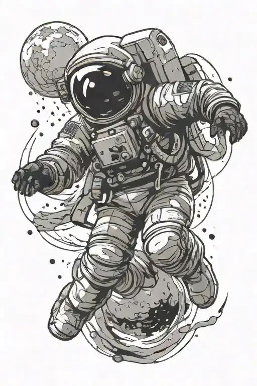 Astronaut Falling Into Space Exiting The Ship