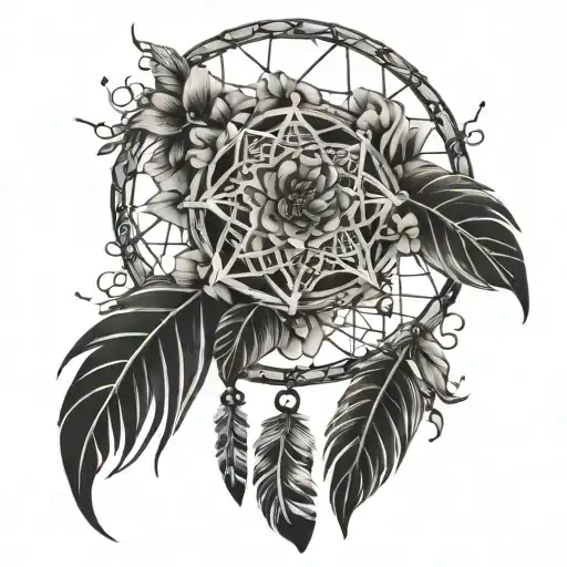 Dreamcatcher Hanging With Flower Growing