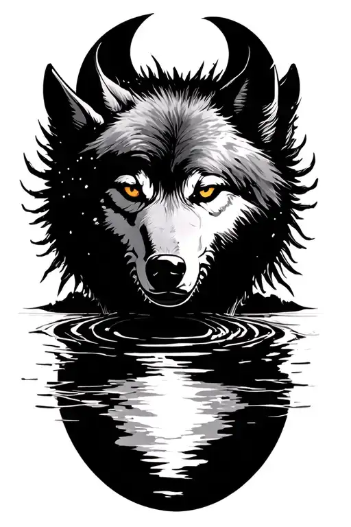 Crab Wolf And Moon By Water