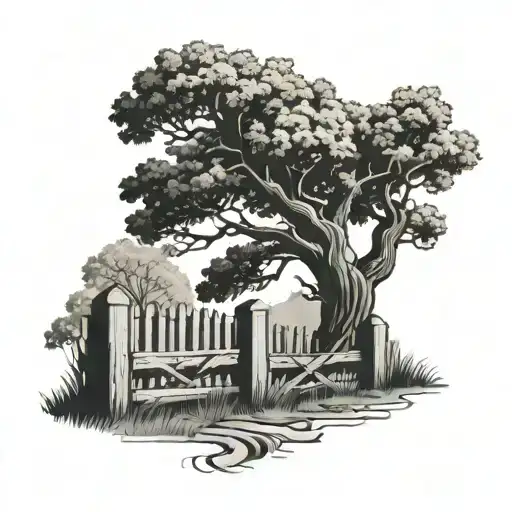 Oak Tree With Fence Around It